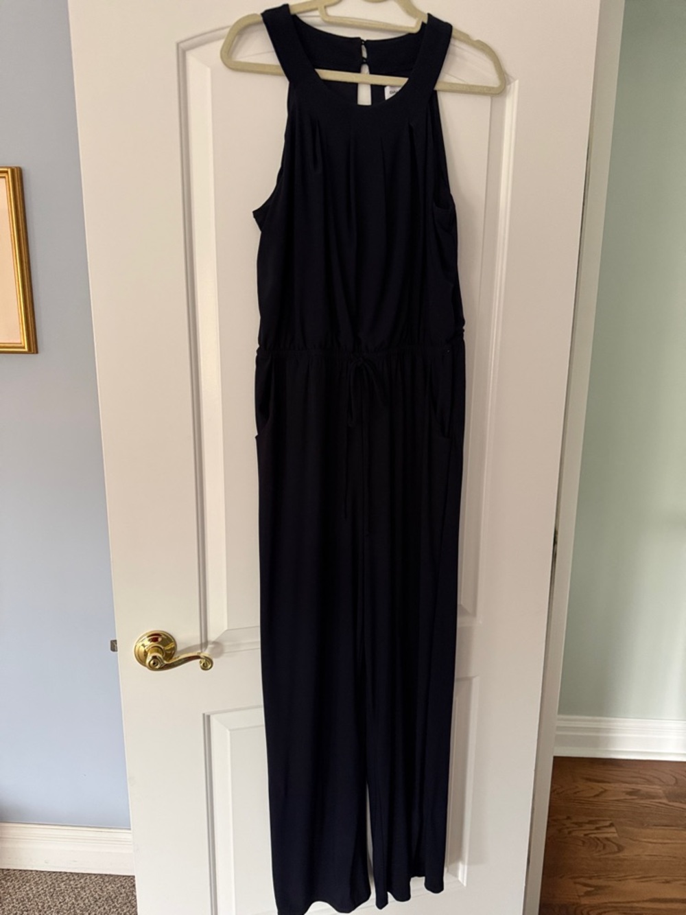 Emma & Michele Navy Blue Sleeveless Drawstring Waist Jumpsuit